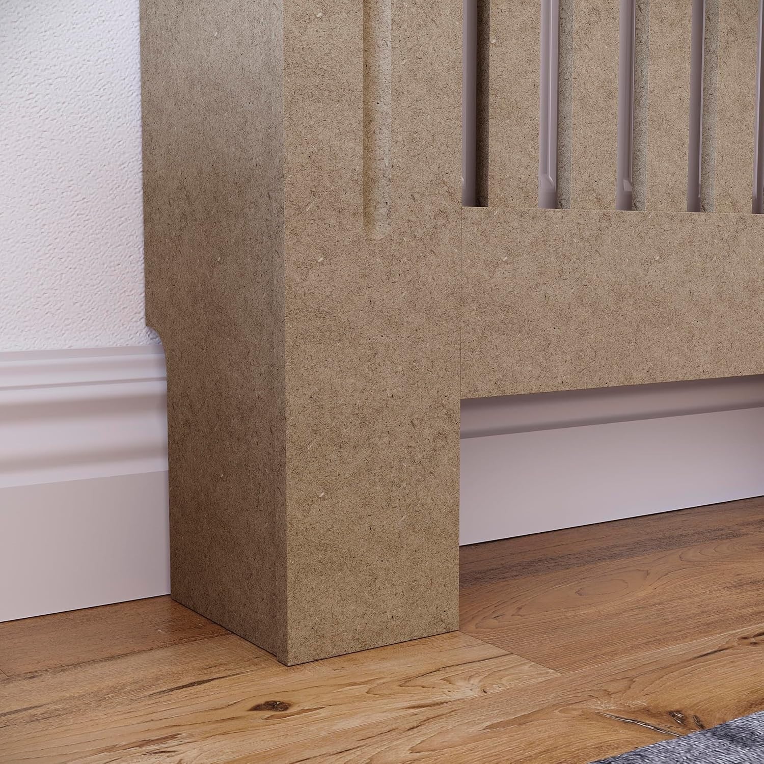 Small Unfinished Radiator Cover Cabinet | Modern Slatted MDF Heater Cover