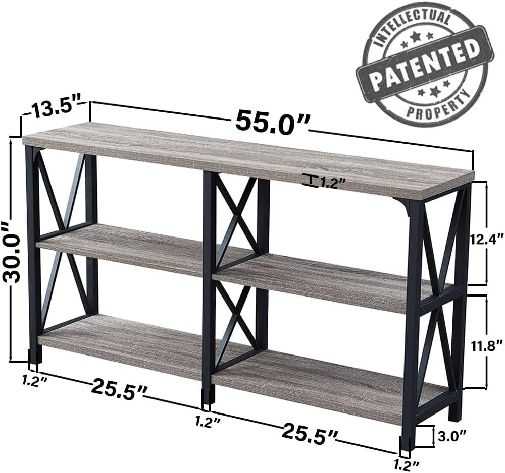 Rustic Sofa Table with Storage, Farmhouse Console for Entryway & Living Room
