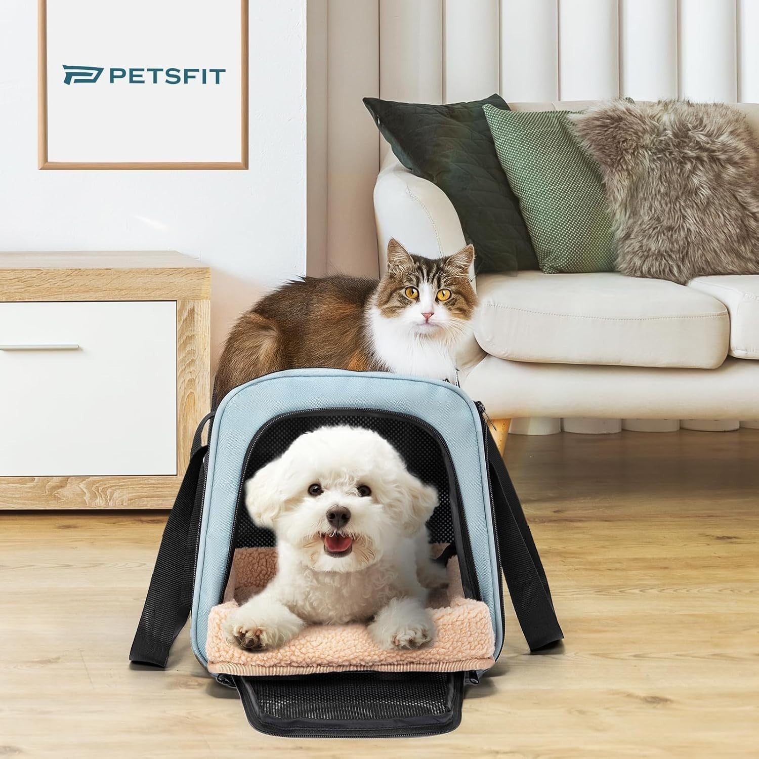 Large Cat Car Carrier Escape Proof Travel Seat Airline Approved