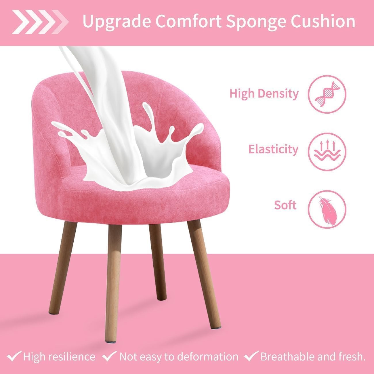 Pink Velvet Accent Chairs Set of 2 Small Tub Armchairs Wood Legs