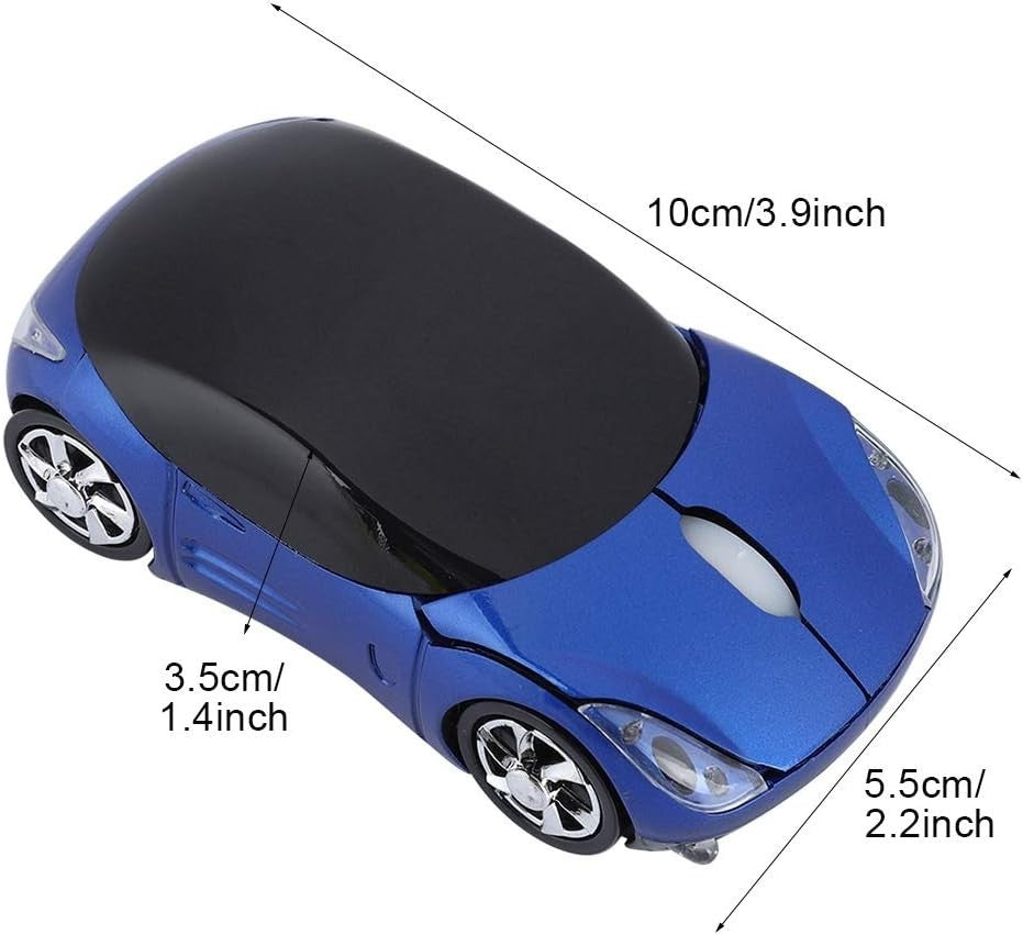 Blue Racing Car Wireless Mouse for Kids 1600 DPI USB 2.4G
