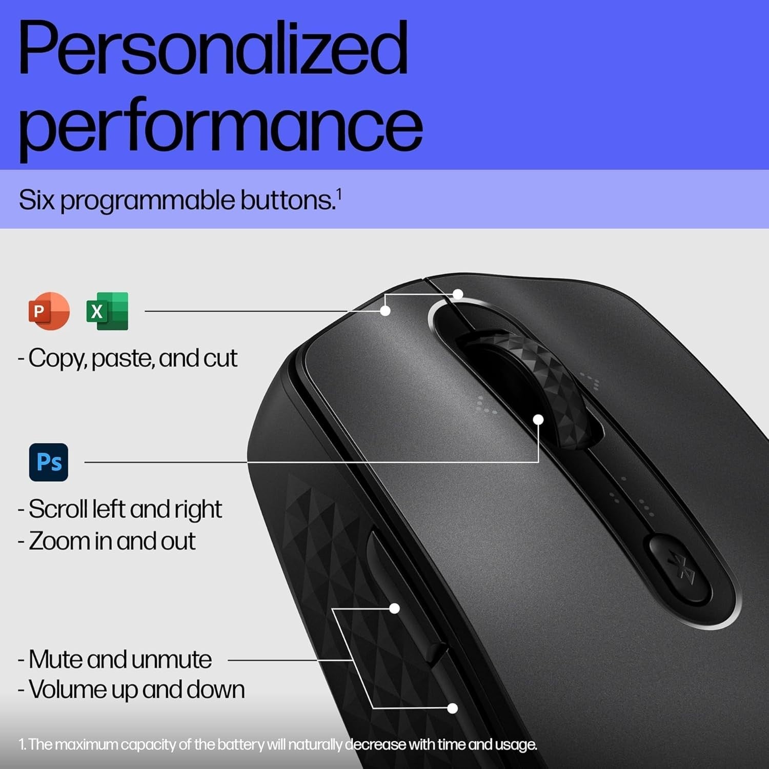 Qi Wireless Charging Mouse 4000 DPI Bluetooth Multi-Device Black