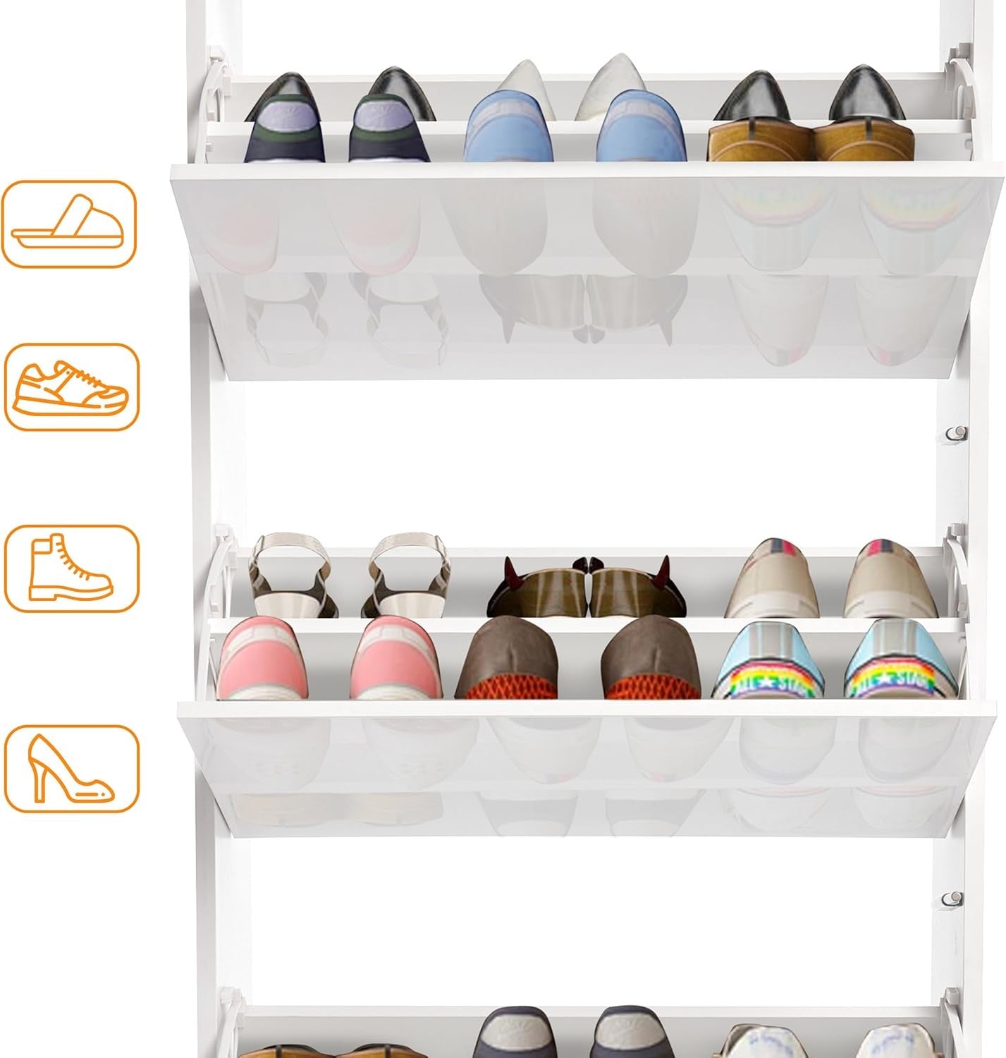 White High Gloss 3 Drawer Shoe Cabinet Modern Slim Storage Unit Hallway