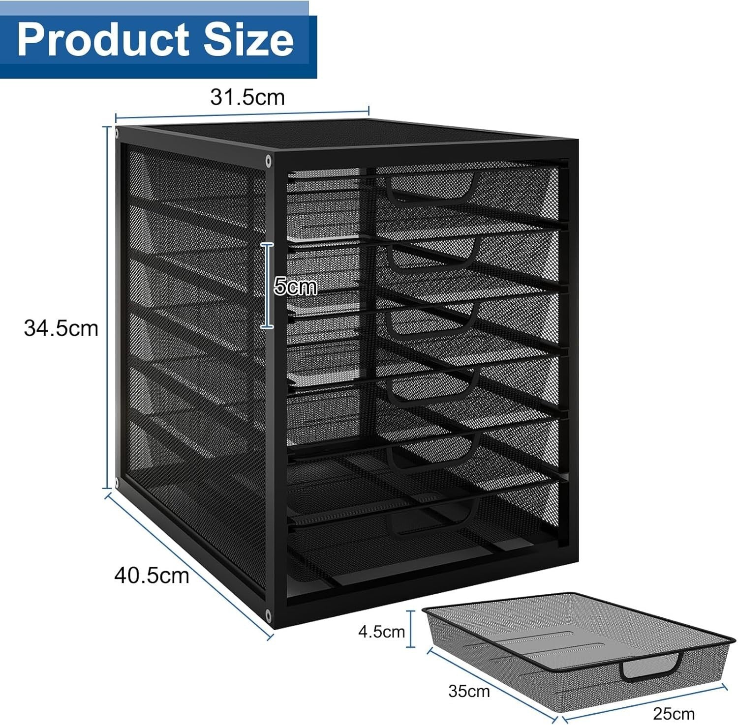6-Drawer Desktop Paper Tray Organiser Metal File Storage Office Home