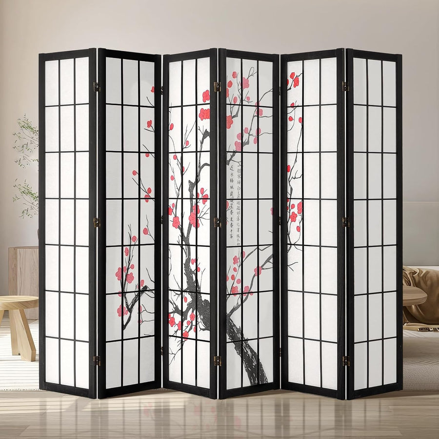 6 Panel Japanese Folding Room Divider Cherry Blossom Privacy Screen 240x170cm