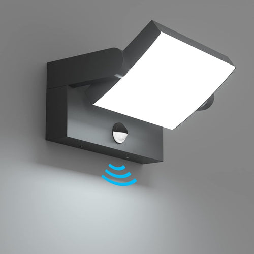 24W Motion Sensor Outdoor LED Wall Light Waterproof with Swivel Panel Cold White
