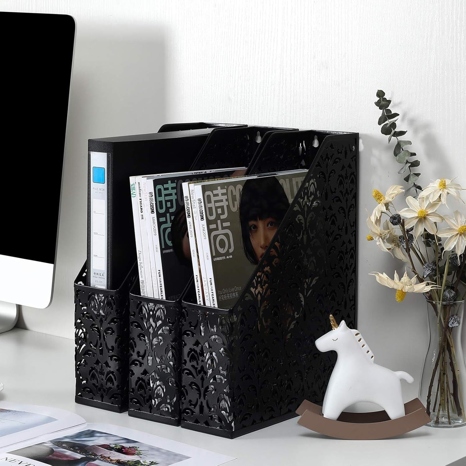 Metal Desk File Holder & A4 Paper Organizer Rack - Pack of 3 Black