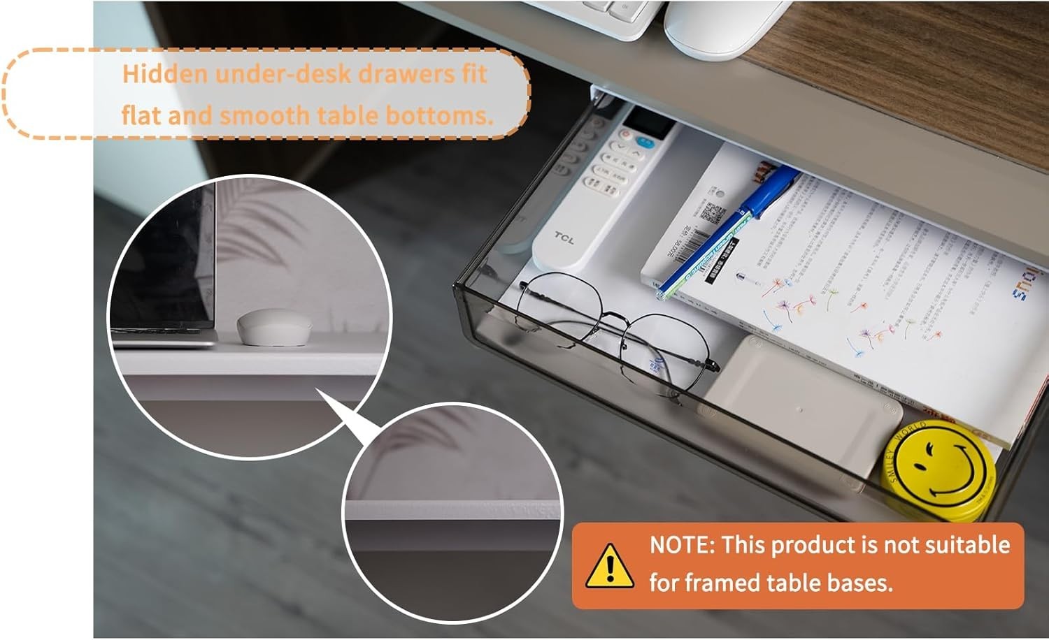 Under Desk Drawer Organizer 3-Pack | Slide-Out Storage for Office & Home