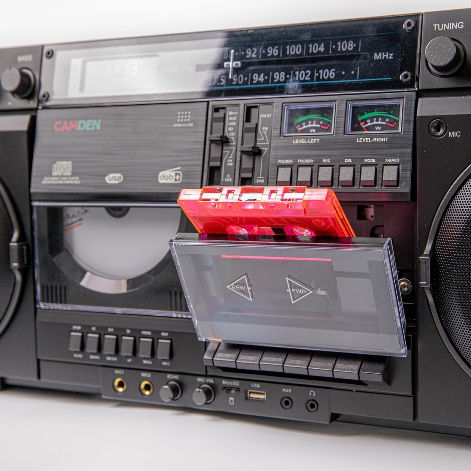Retro Boombox Cassette CD Player DAB/FM Radio Bluetooth USB Black