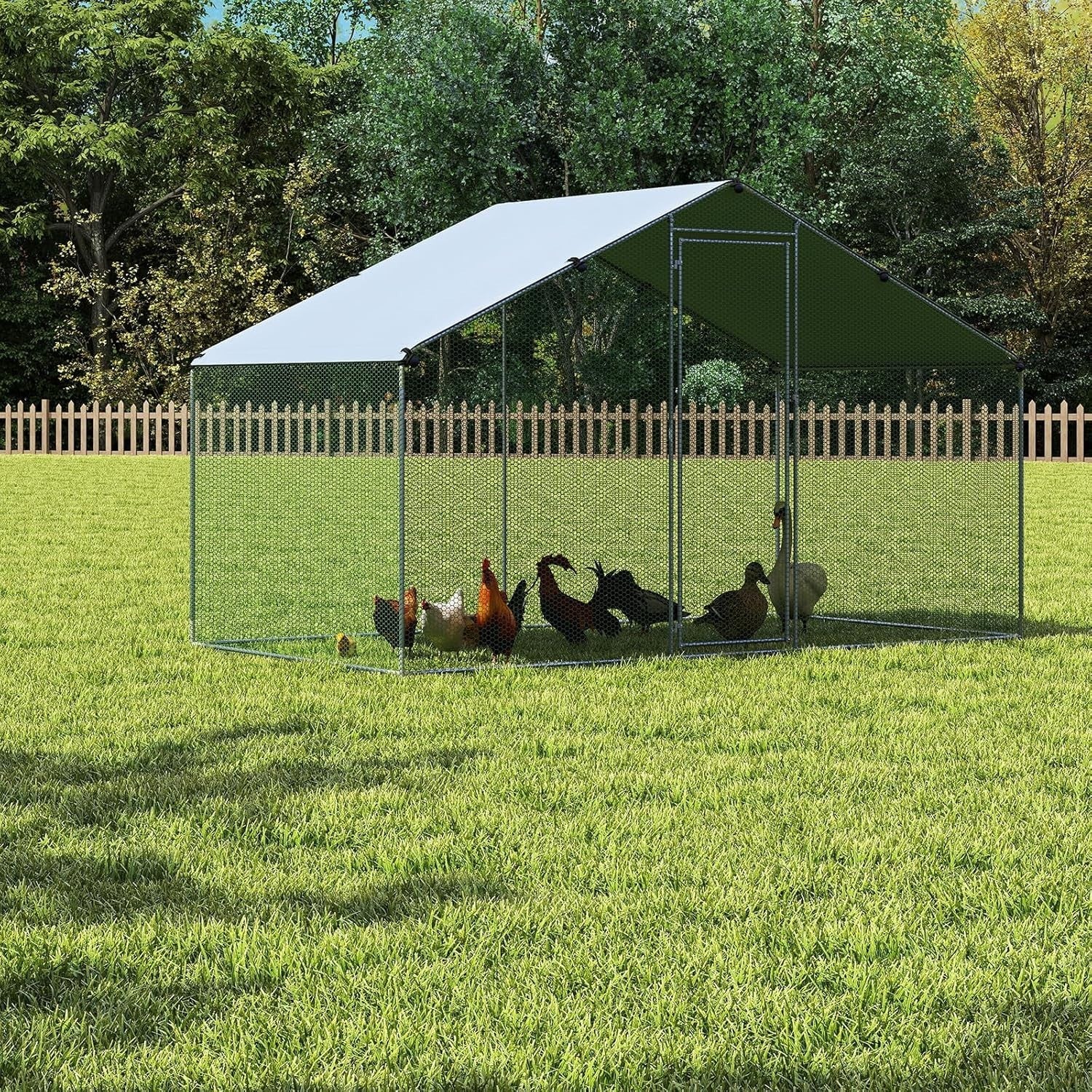 Large Walk In Chicken Coop 310x170x190cm Galvanised Run Cover Cage