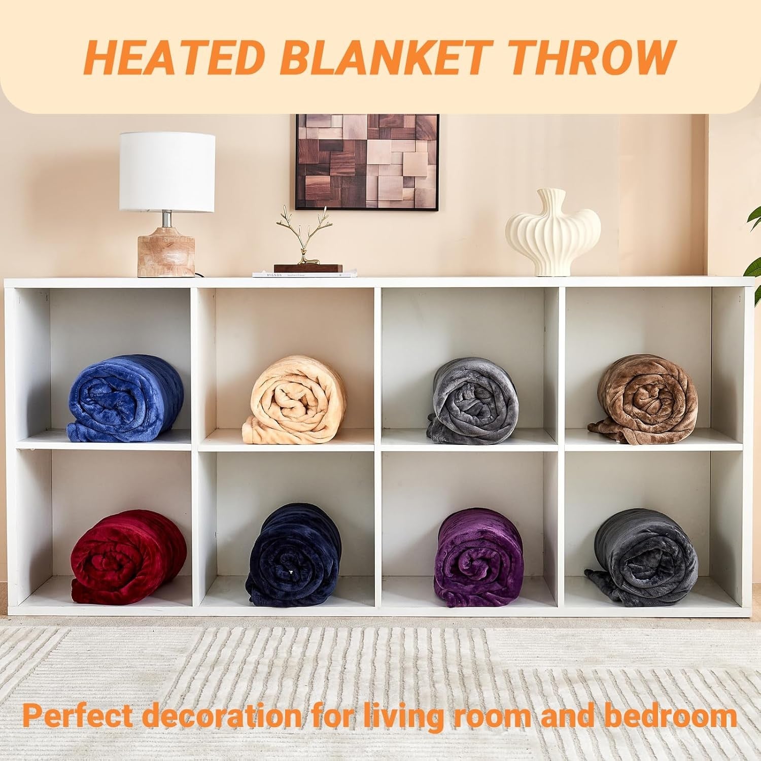 Double Electric Heated Blanket Dual Control 10 Heat Settings Auto Off 180x200cm
