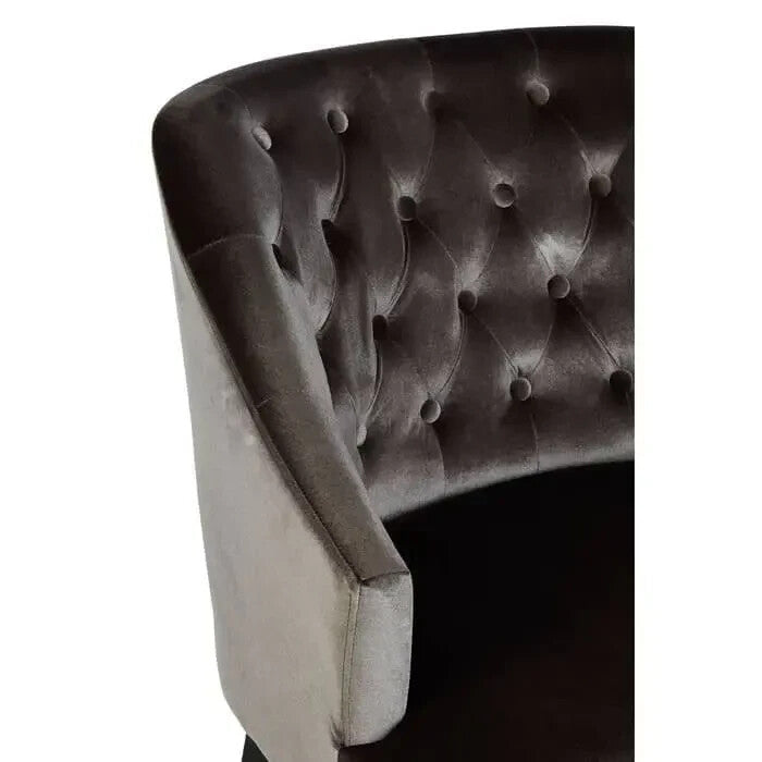 Grey Velvet Accent Chair Tufted Wingback Armchair with Casters for Lounge