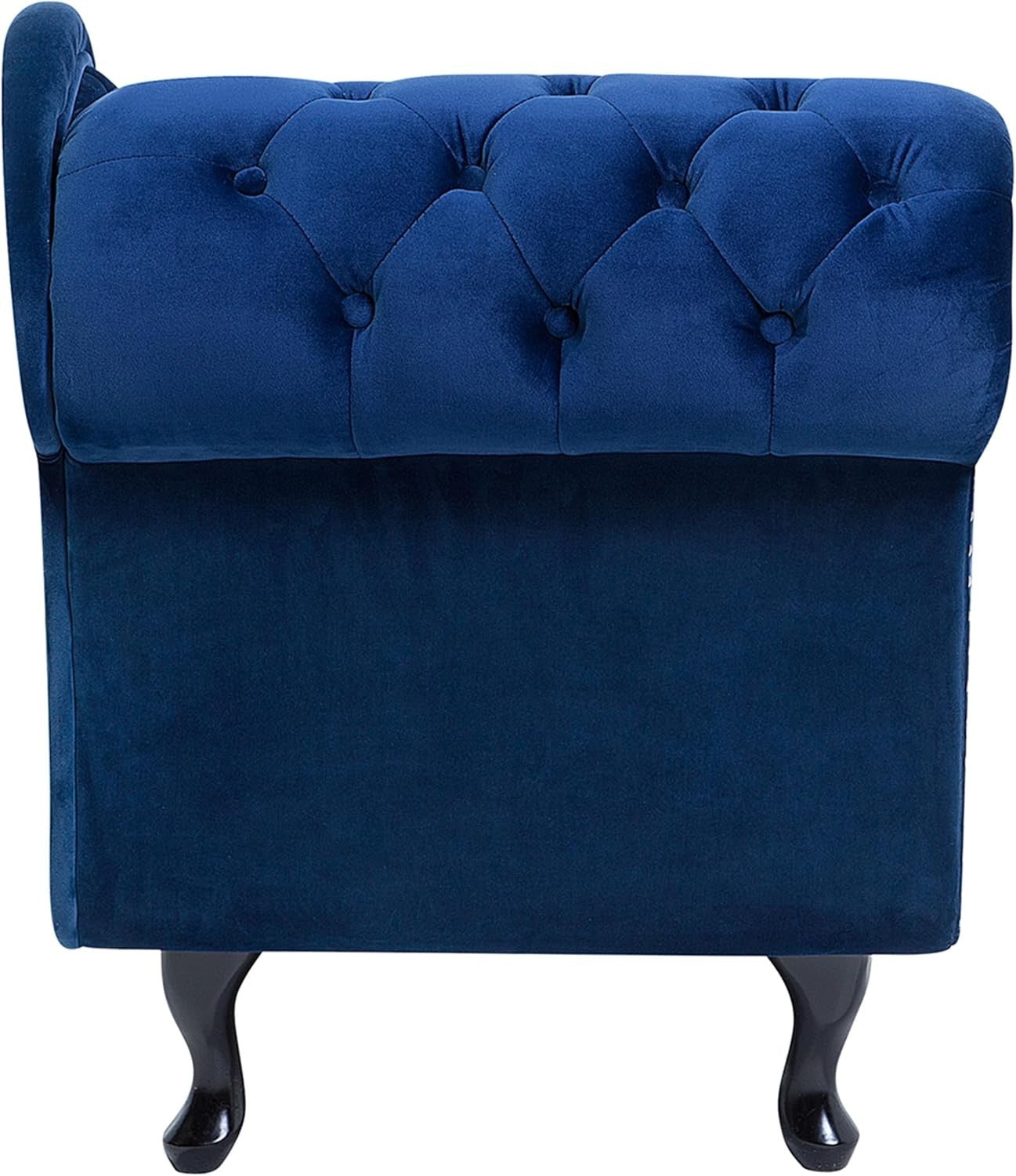 Blue Velvet Left Hand Chesterfield Chaise Lounge Tufted Back Classic Design