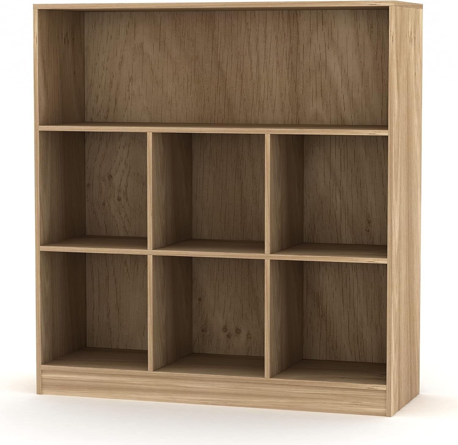 7 Cube Wooden Bookcase Home Room Storage Unit Bookshelf Display Wide Oak