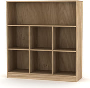 7 Cube Wooden Bookcase Home Room Storage Unit Bookshelf Display Wide Oak