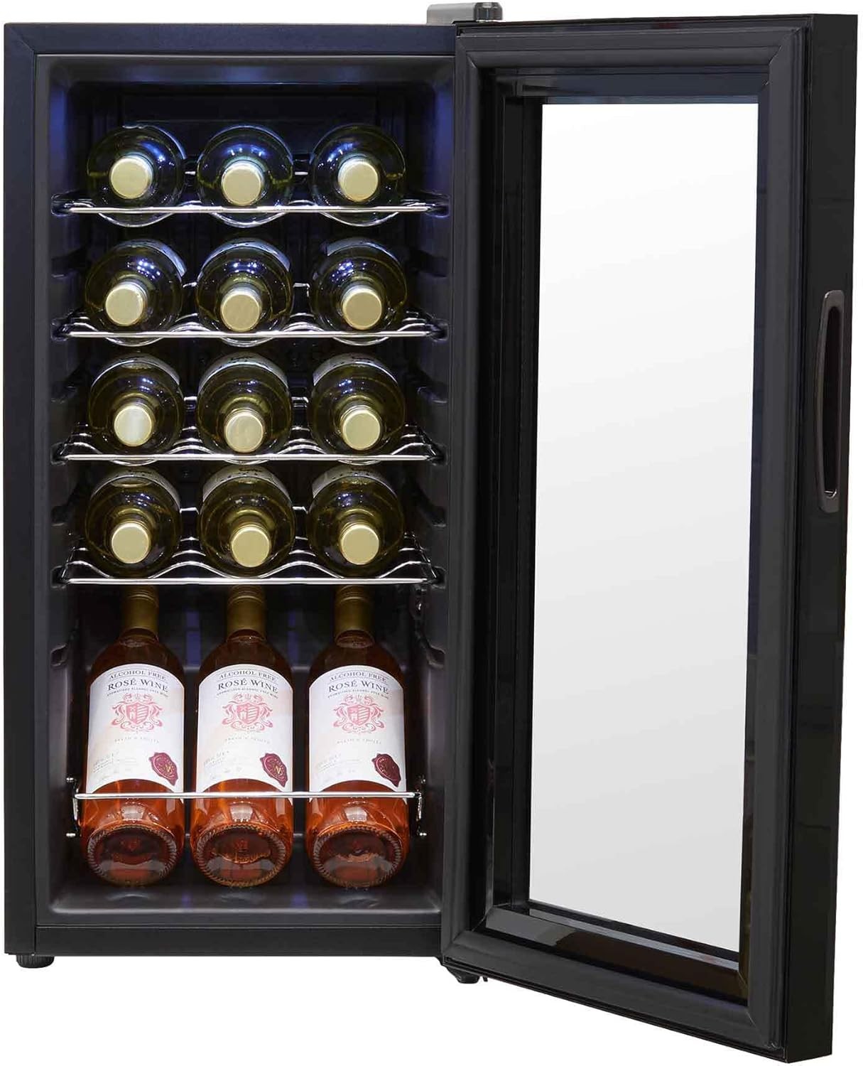 15 Bottle Wine Cooler Fridge Digital Touch Control LED Quiet Freestanding
