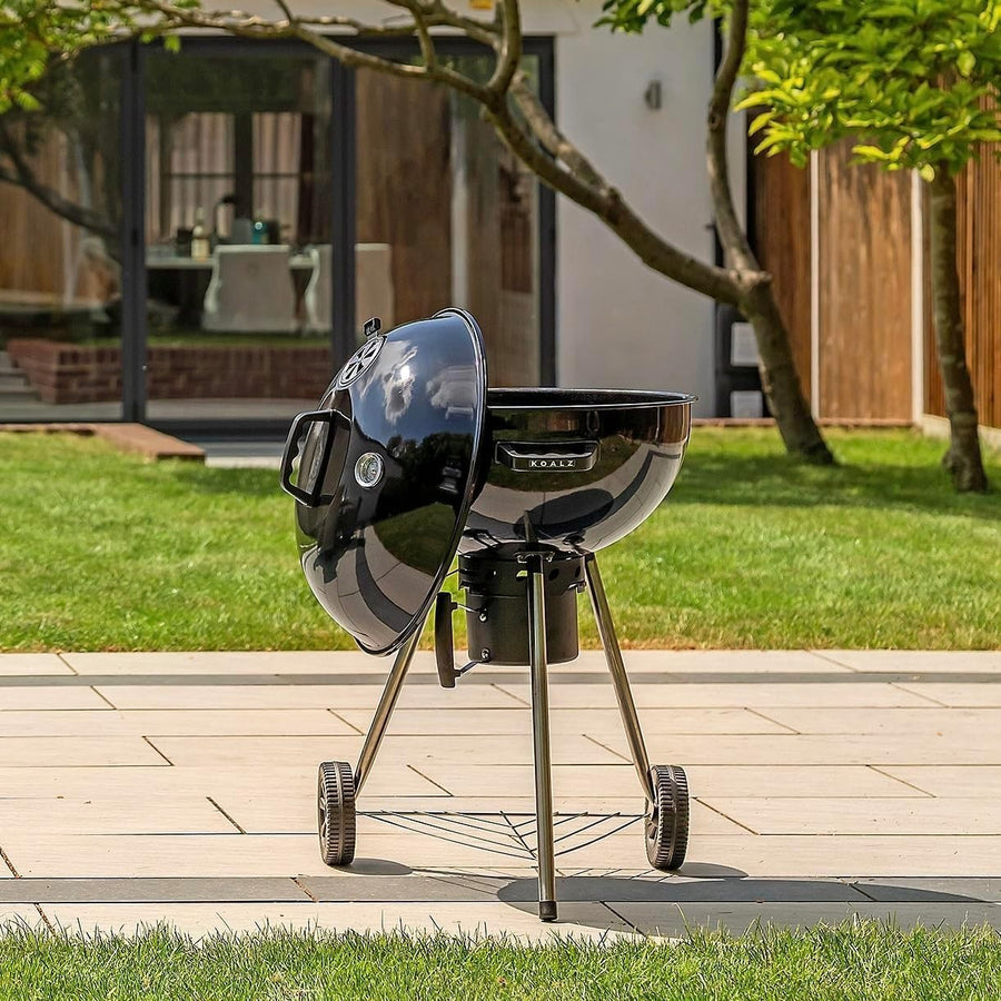 Portable Charcoal BBQ Grill with Temperature Gauge, Airflow Vents & Wheels
