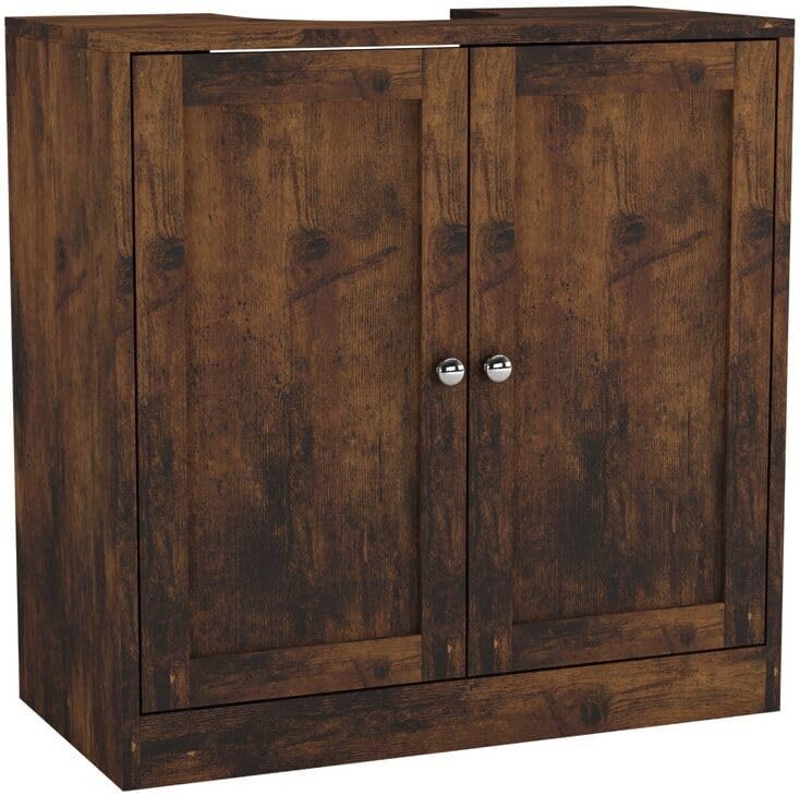 Rustic Brown 3 Piece Bathroom Set – Under Sink Cabinet, Mirror & Toilet Unit