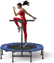 48” Foldable Fitness Trampoline Rebounder Adjustable Handle 450lbs