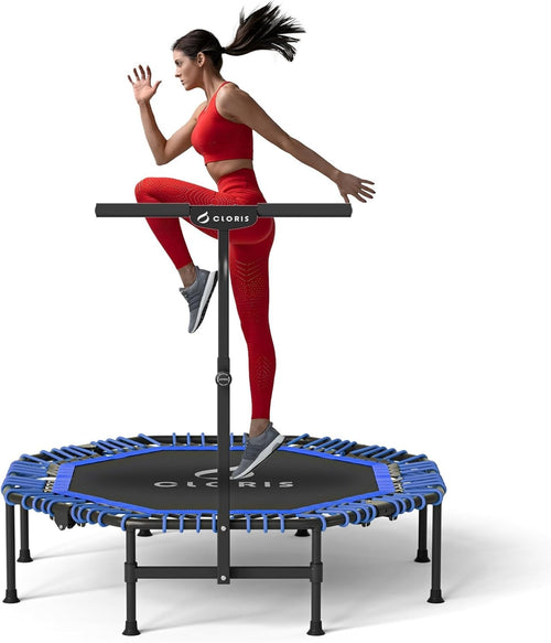 48” Foldable Fitness Trampoline Rebounder Adjustable Handle 450lbs