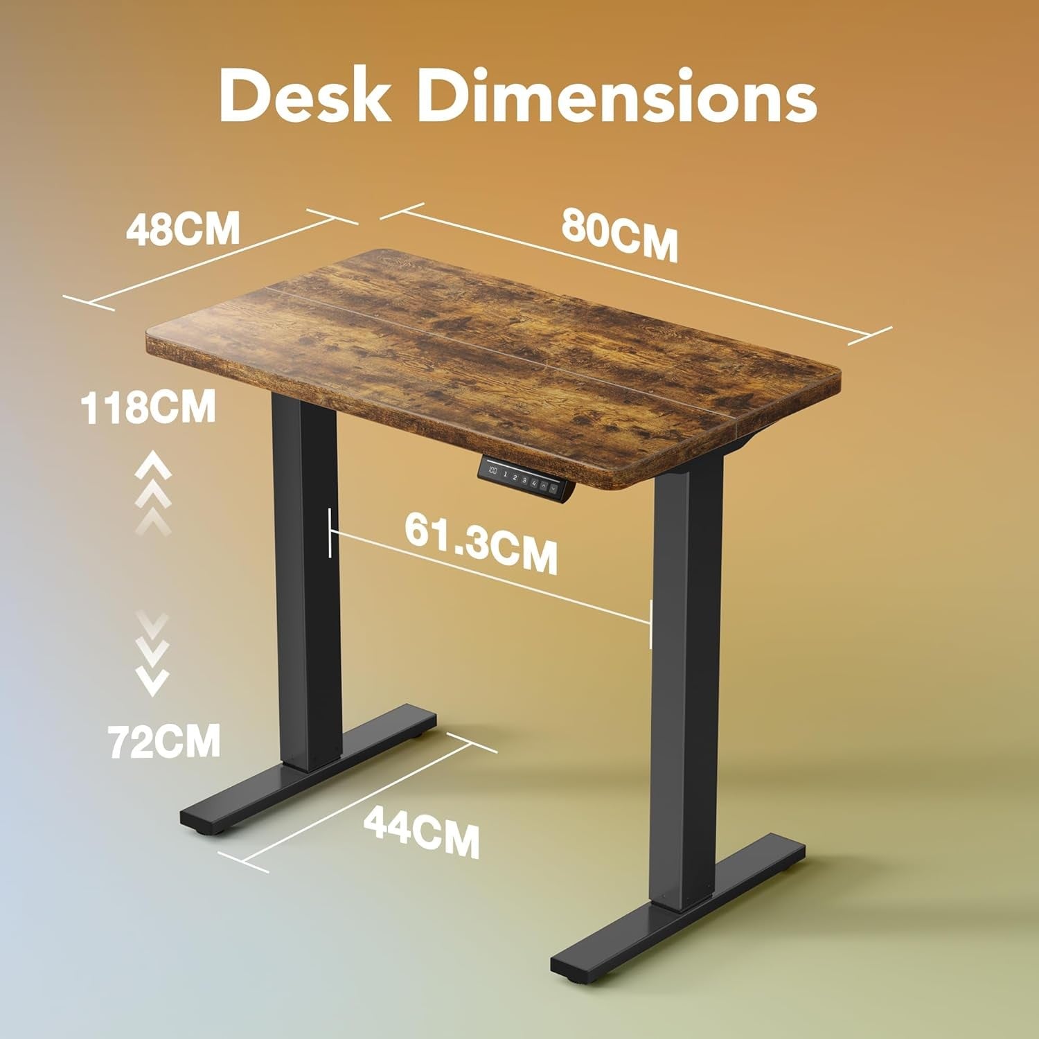 Electric Standing Desk Height Adjustable Sit Stand Home Table 80x48cm