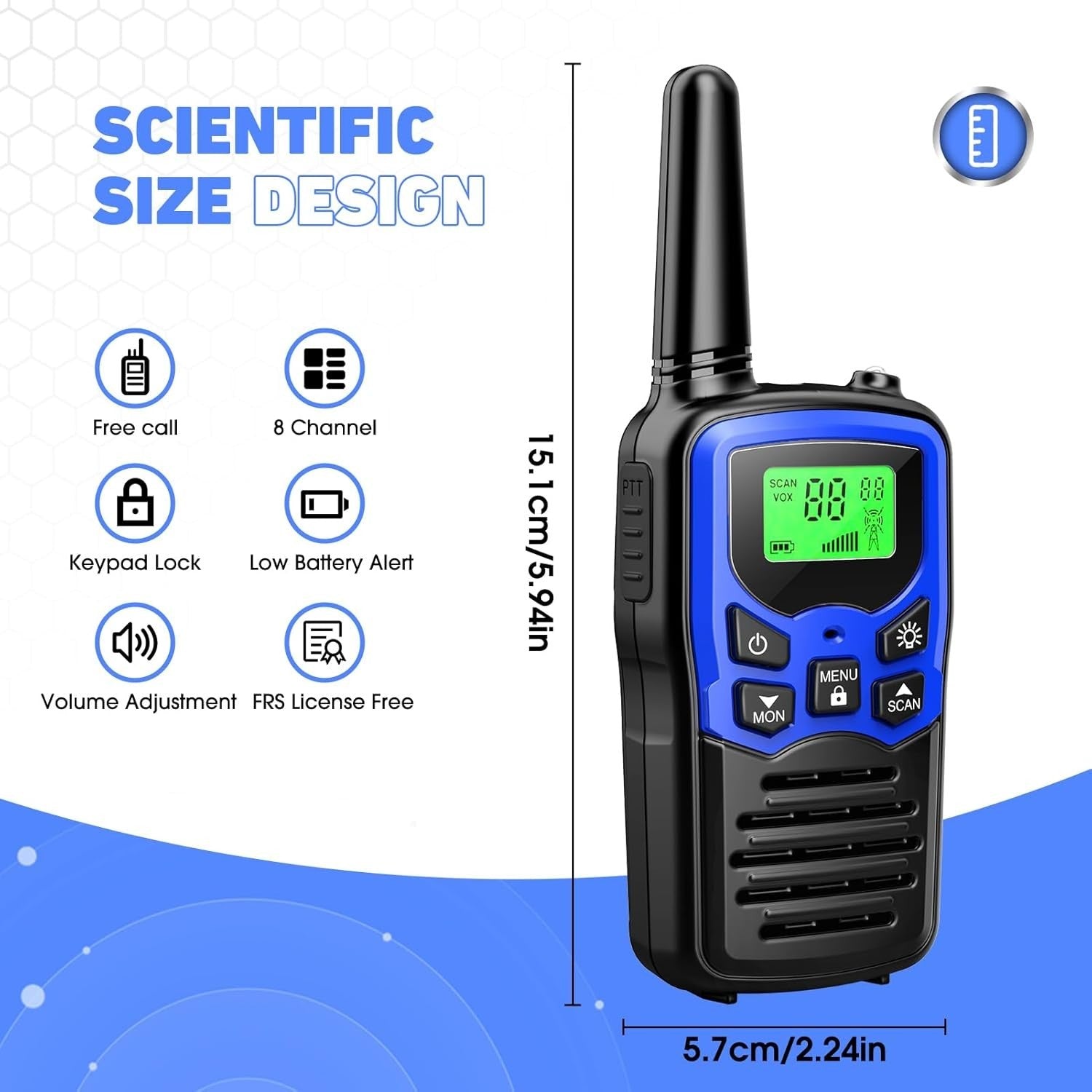 Walkie Talkies 2 Pack Long Range 5KM 22 Channel Kids Adults Outdoor Toy