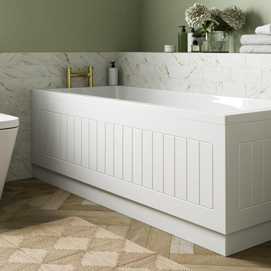 1700mm White MDF Front Bath Panel Tongue & Groove with Adjustable 150mm Plinth