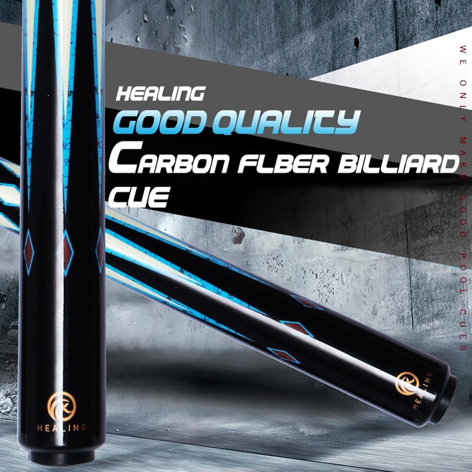 Carbon Fiber Pool Cue 57in 10.5mm Tip 3/4 Joint Pro Control
