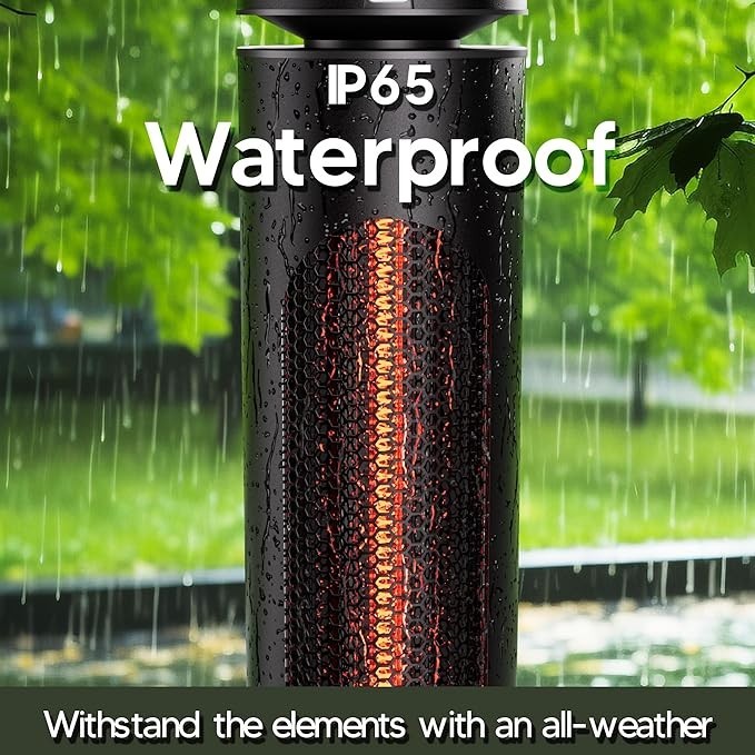 Outdoor Infrared Heater 1500W Fast Heating 8 Modes Remote Tip-Over Safe