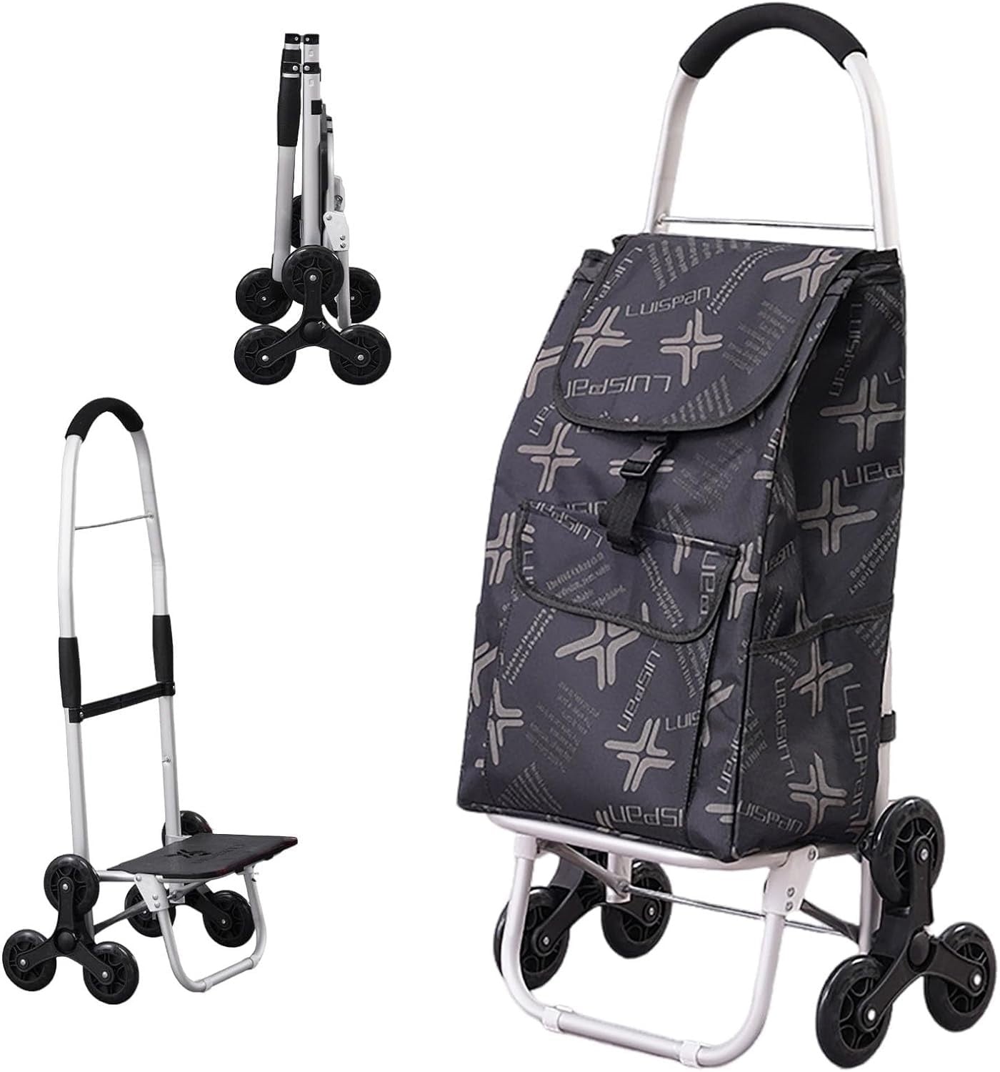 6-Wheel Foldable Stair Climber Trolley w/ Waterproof Detachable Shopping Bag