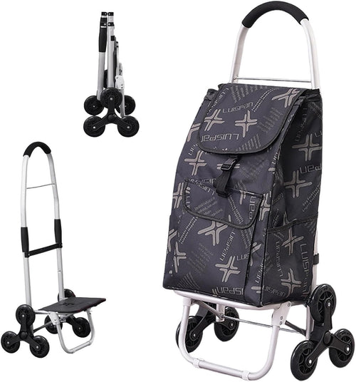 6-Wheel Foldable Stair Climber Trolley w/ Waterproof Detachable Shopping Bag