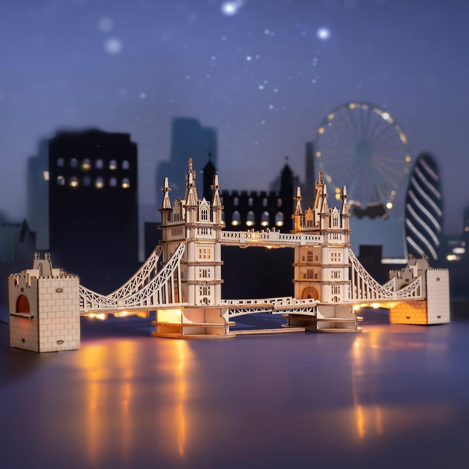 3D Wooden Tower Bridge Puzzle Model Kit – Laser Cut, Easy Assembly
