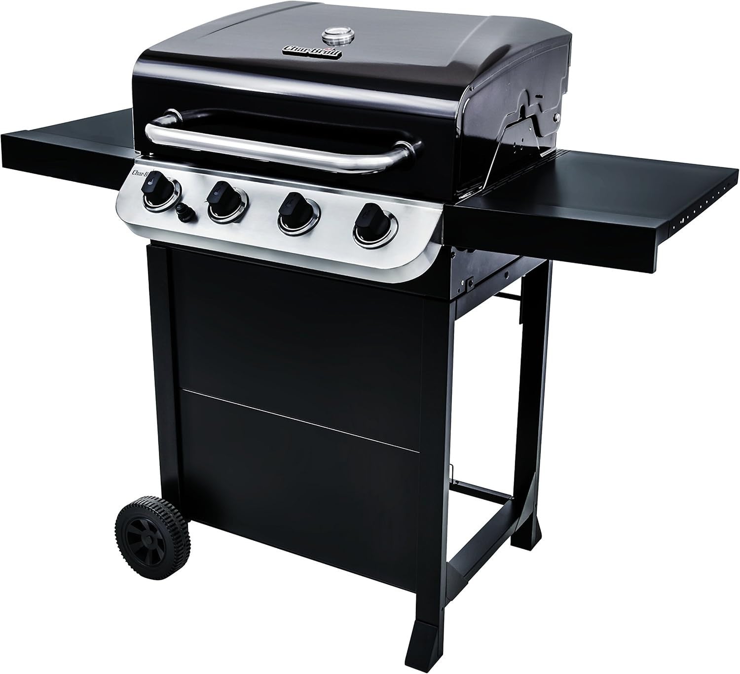 Outdoor Gas BBQ Grill 4 Burner with Cast Iron Grates & Side Shelves