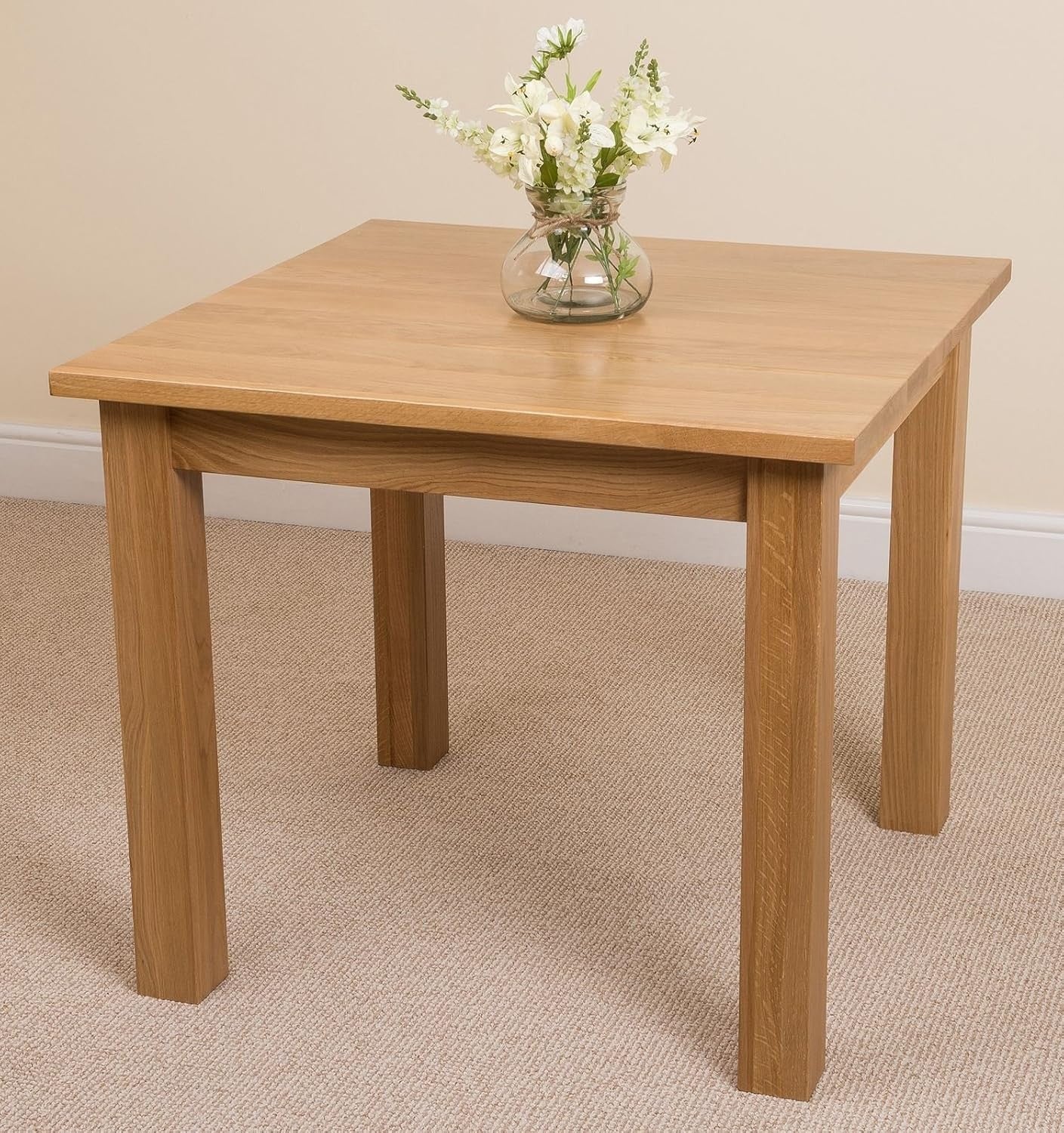 90x90cm Oak Dining Table Set 4 Chairs Brown Ladder Back Solid Wood