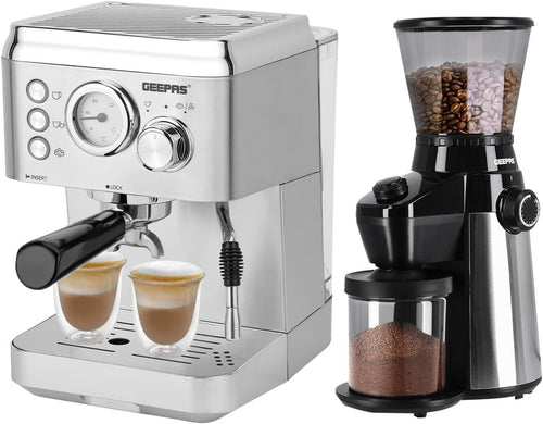 Espresso Machine 15 Bar with Milk Frother & Burr Grinder | 1.8L Tank