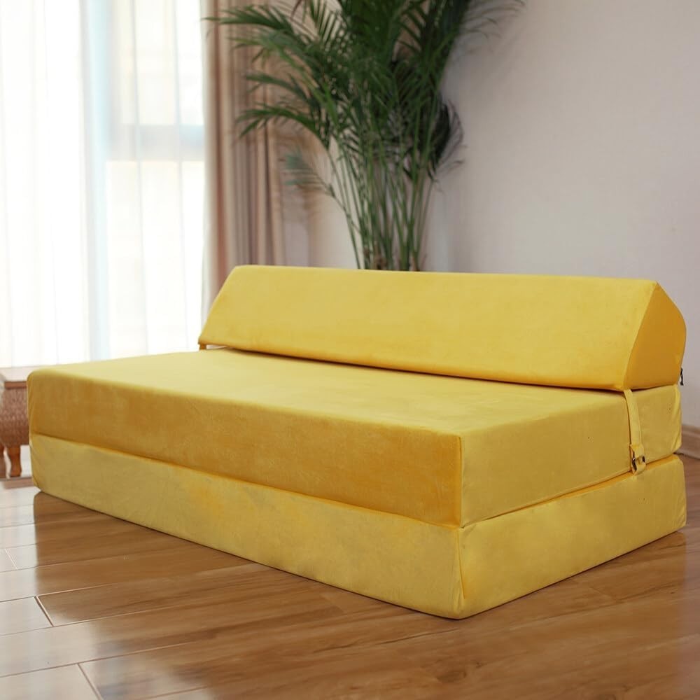 Premium Velvet Fold-Out Sofa Bed | Double Z Bed Mattress | Soft Plush Comfort