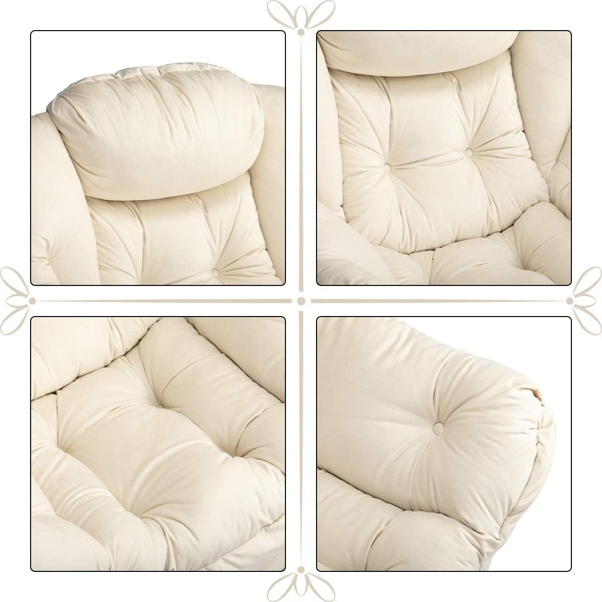 Comfy Velvet Armchair Living Room Bedroom Lounge Chair Relax Seat Beige