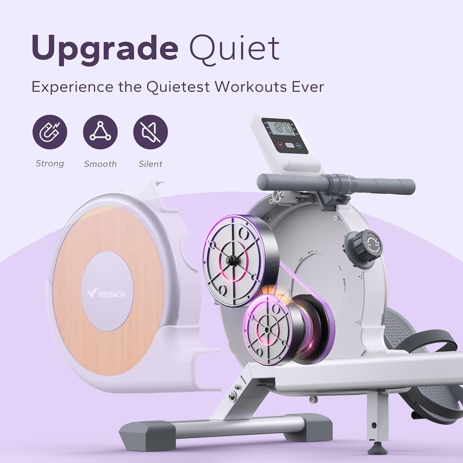 Wood Water Rowing Machine 22L Tank 6-Level Resistance Quiet App Compatible Home