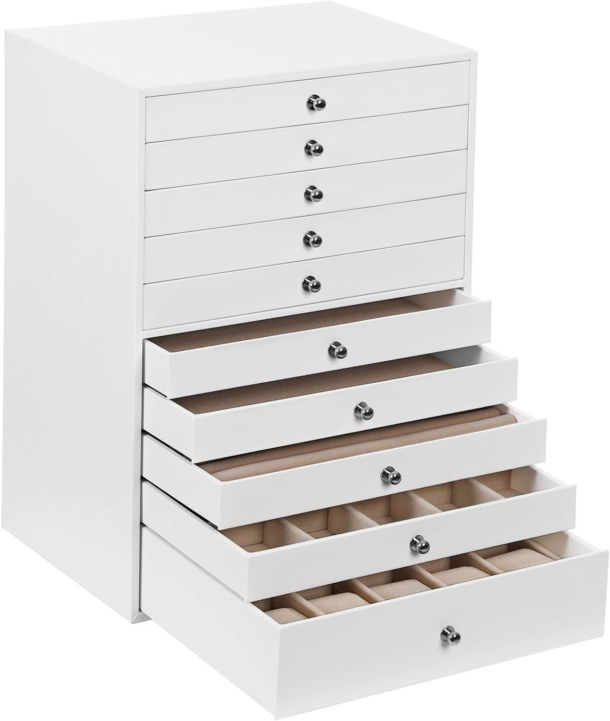 Extra Large Jewelry Box 10 Drawer Faux Leather Storage Organizer Case