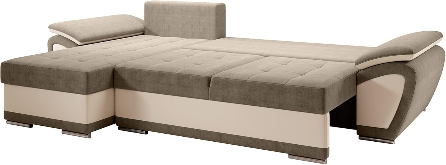L Shape Corner Sofa Bed with Storage, Modern Convertible Sleeper, Turquoise