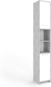 Tall Bathroom Storage Cabinet with Doors & Shelves, Slim 30x190 cm