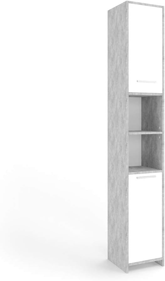Tall Bathroom Storage Cabinet with Doors & Shelves, Slim 30x190 cm