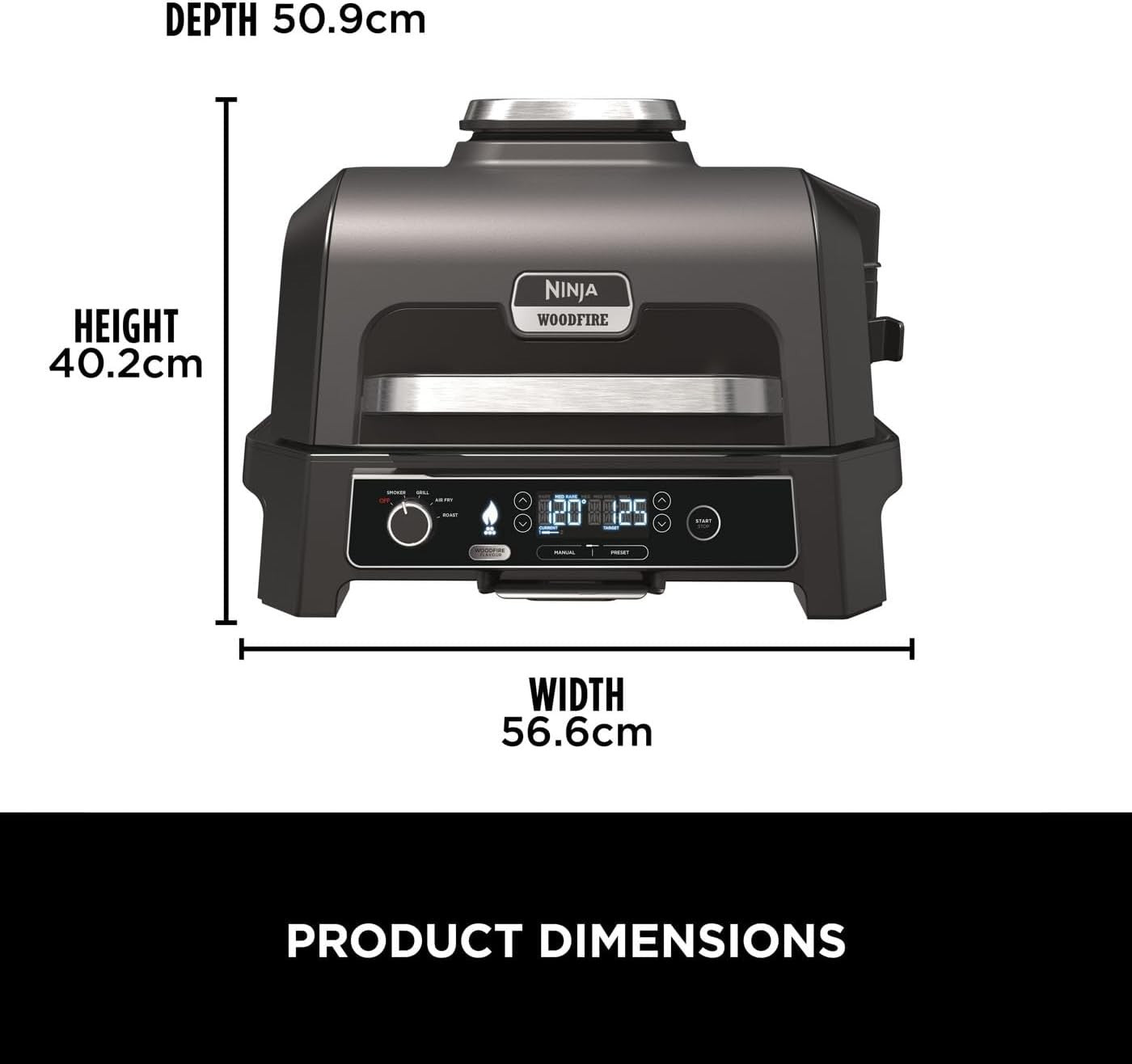 Electric BBQ Grill & Smoker 4-in-1 with Smart Temperature Probe – Large Portable