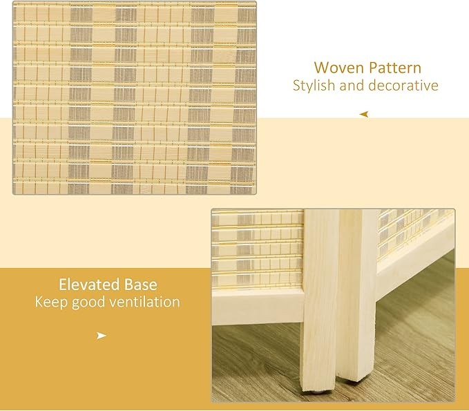 Natural 4 Panel Folding Room Divider 180x180cm Wooden Woven Privacy Screen