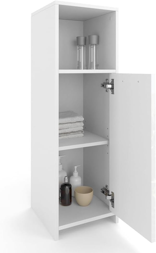 Slim Lockable Bathroom Storage Cabinet with Door & Shelf, 30x95 cm
