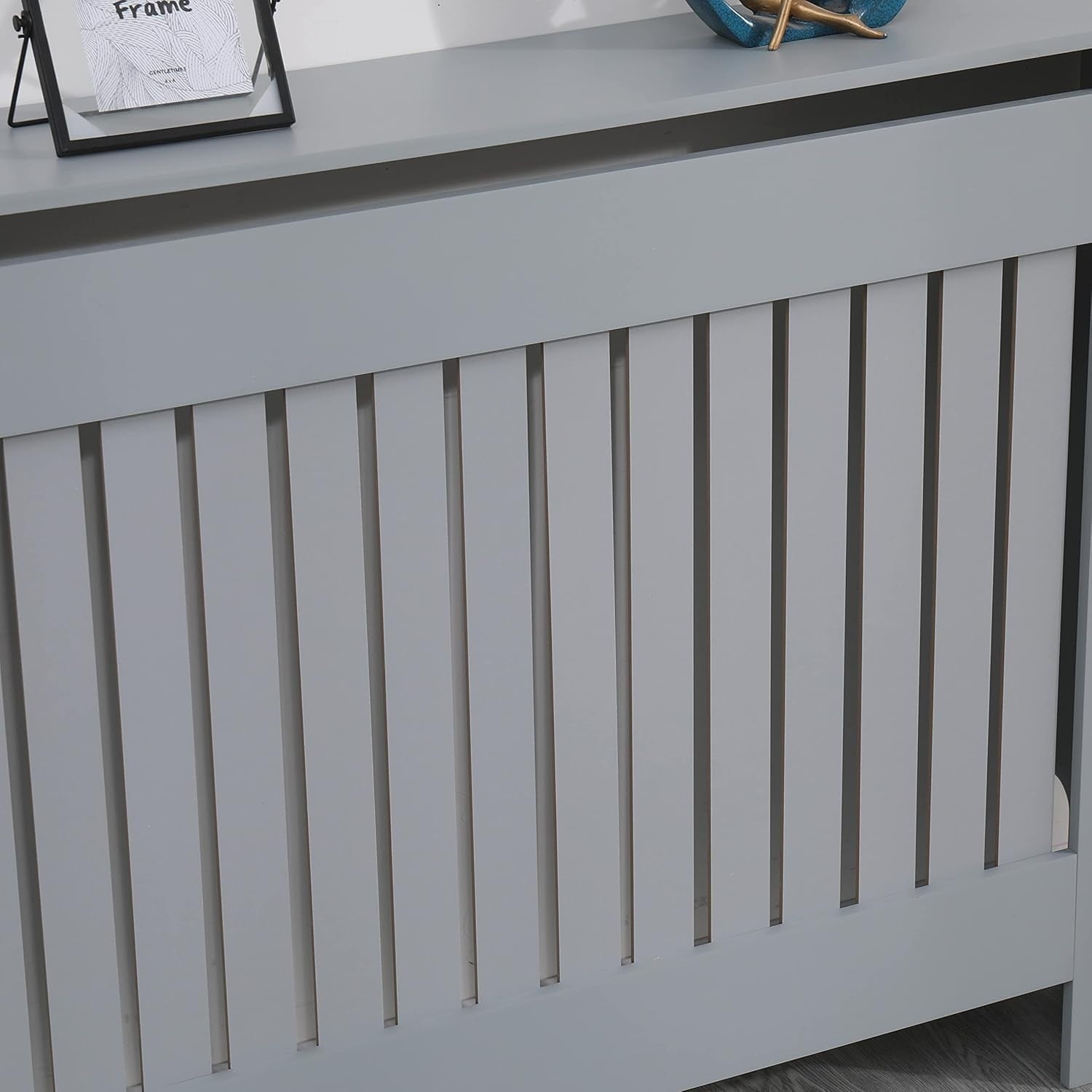Medium Grey Radiator Cover | Modern MDF Vertical Slat Cabinet – Elegant Design