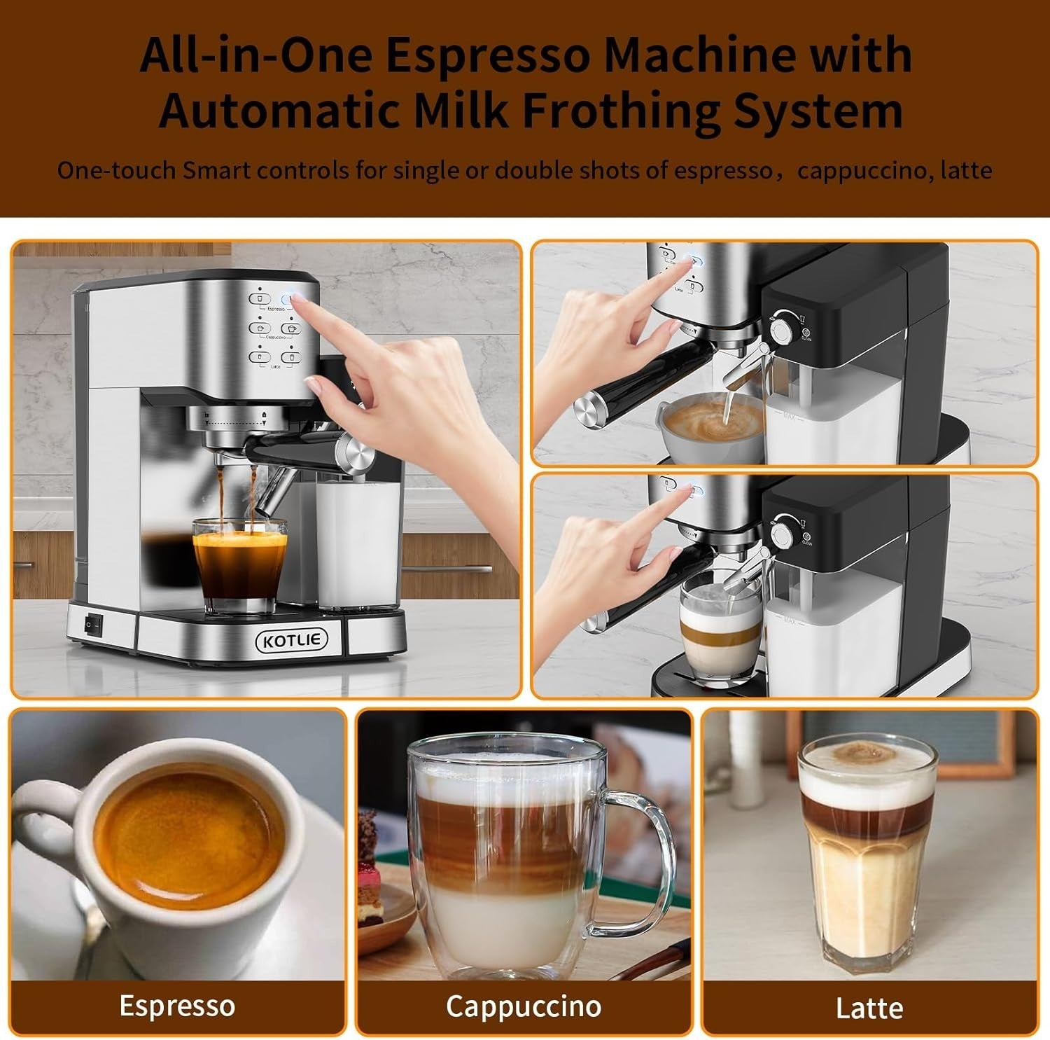 20Bar Espresso Coffee Machine | Automatic Milk Frother | One-Touch Latte Maker