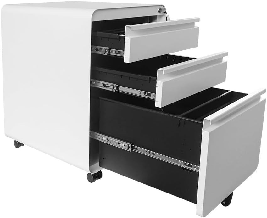 Metal Rolling File Cabinet 3 Drawer Mobile Printer Stand Storage Unit