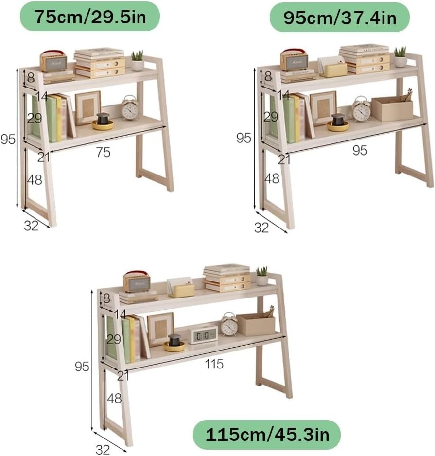 2-Tier Desktop Shelf Organizer | Wood & Metal Desk Storage Rack 115x32x95cm