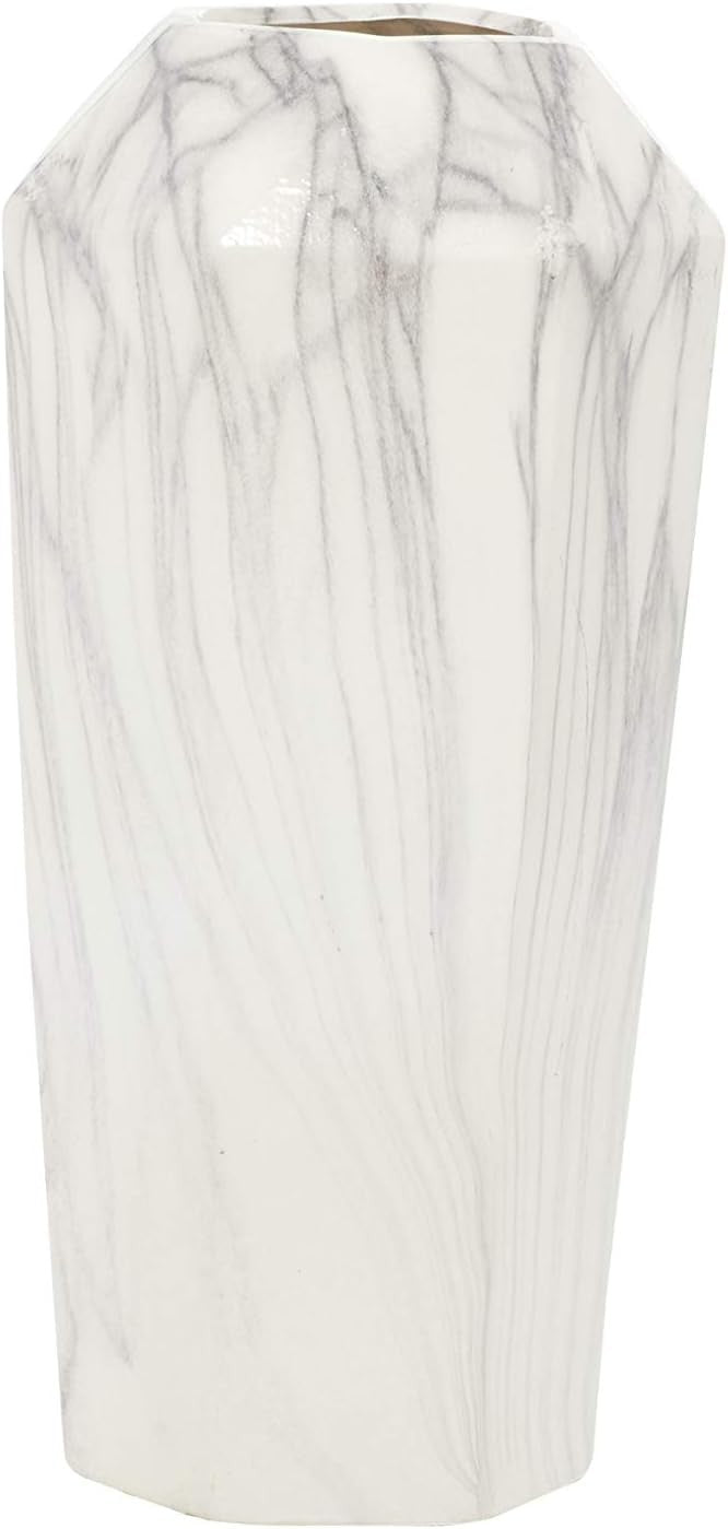 Tall White Stoneware Vase Modern Minimalist Floor Decor 14in Home Accent
